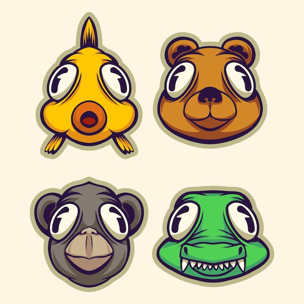 cute asset animal character vector