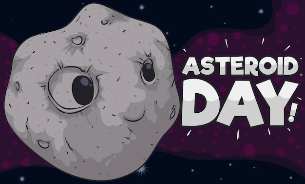 Cute asteroid in the outer space celebrating its Day