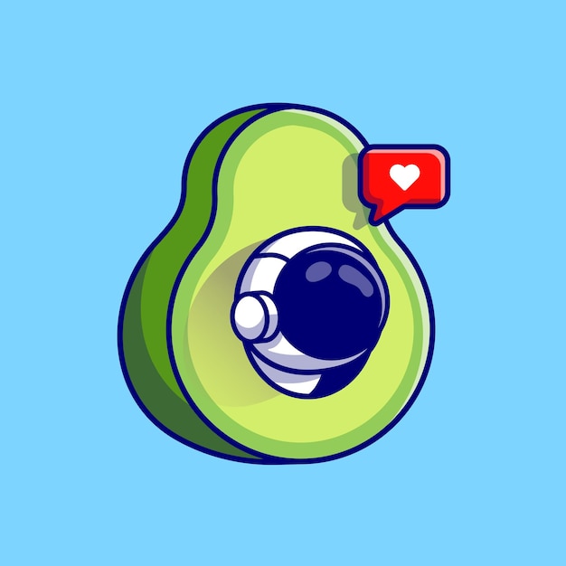 Cute Astronaut In Avocado Fruit Cartoon 