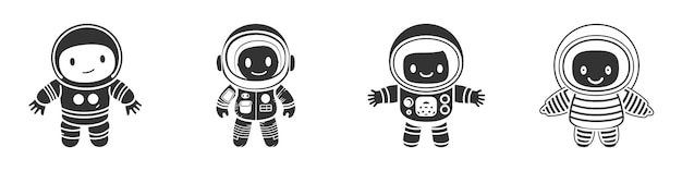 Милая черная икона астронавта векторная иллюстрация