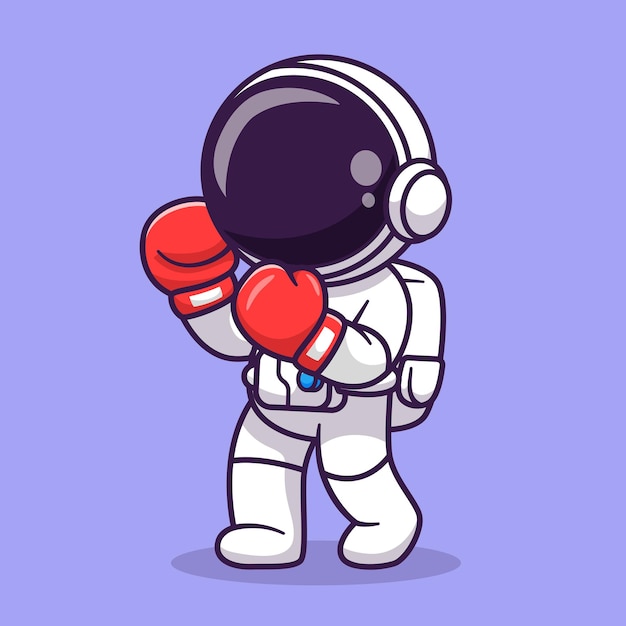 Carino astronauta boxe cartone animato icona vettore illustrazione scienza sport icona concetto isolato premium