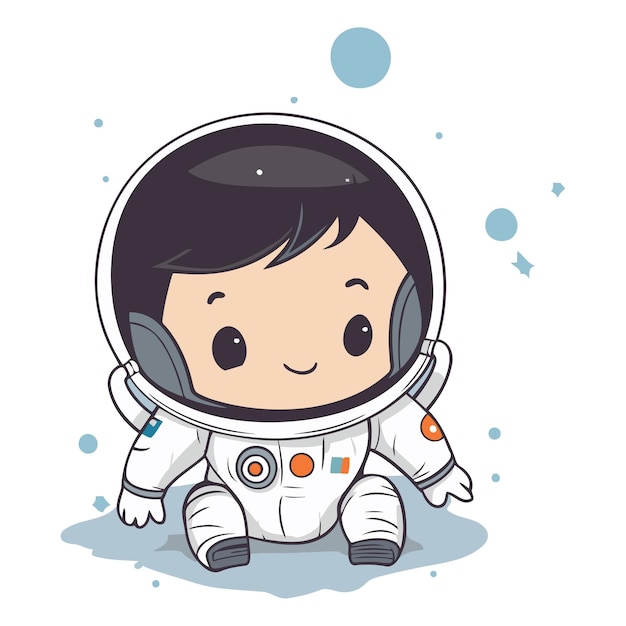 Cute astronaut boy cartoon vector illustration Cute little astronaut boy character