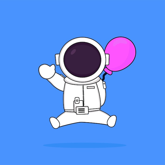 cute astronaut carry balloons fly