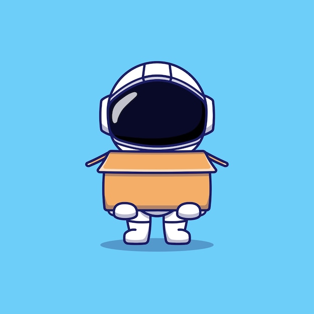 Cute astronaut carrying a box