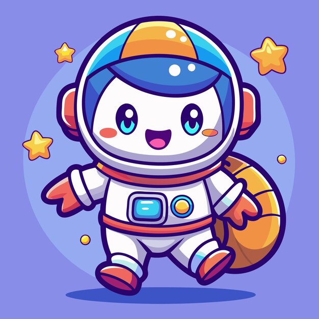 Vector cute astronaut cartoon character with big eyes and a big smile