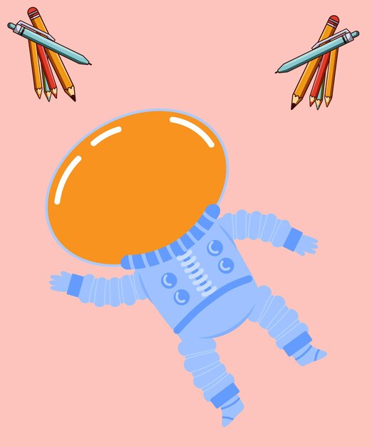 Vector cute astronaut cartoon icon illustration science technology icon concept