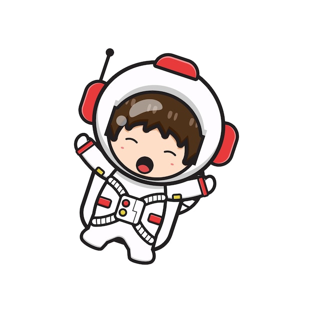 Cute astronaut character cartoon icon illustration