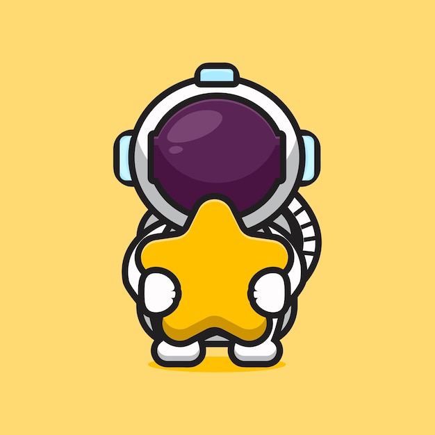 Cute astronaut character hug star cartoon   icon illustration. science technology icon concept isolated  . flat cartoon style