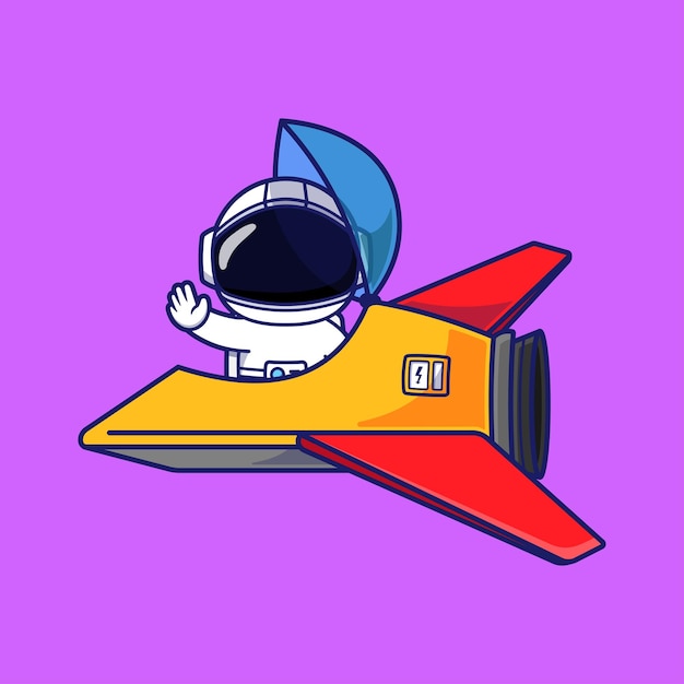 Vector cute astronaut character in a spaceship