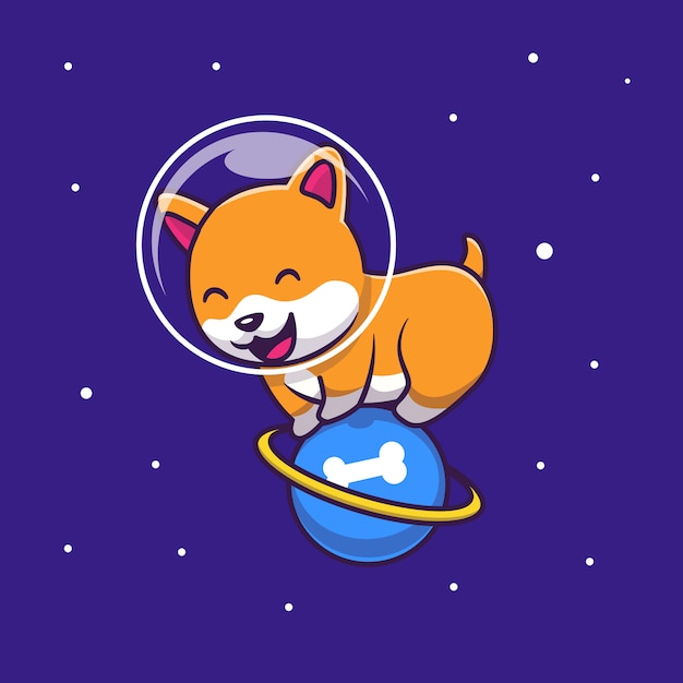 Vector cute astronaut corgi