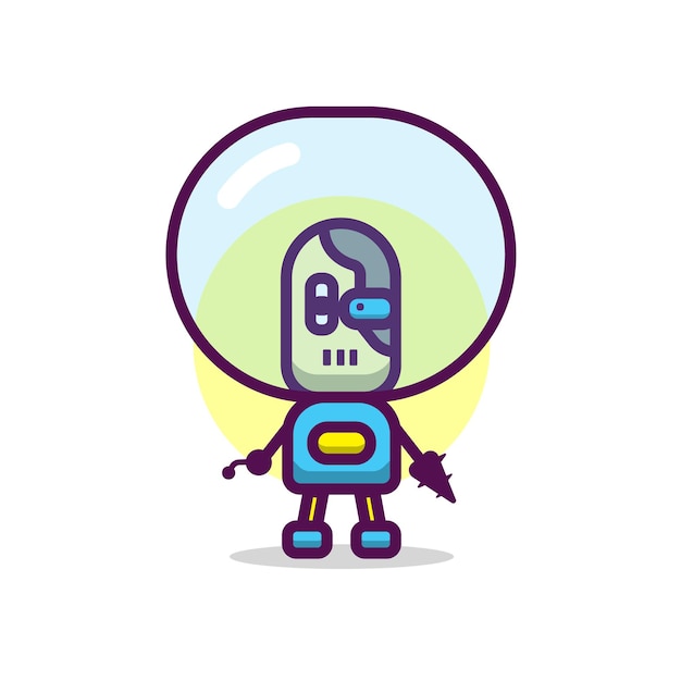 Cute astronaut cyborg cartoon illustration