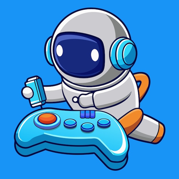 Cute Astronaut Dabbing On Game Controller Cartoon Vector Icon Illustratie Technologie Recreatie Icon Concept Geïsoleerd Premium Vector Flat Cartoon Stijl