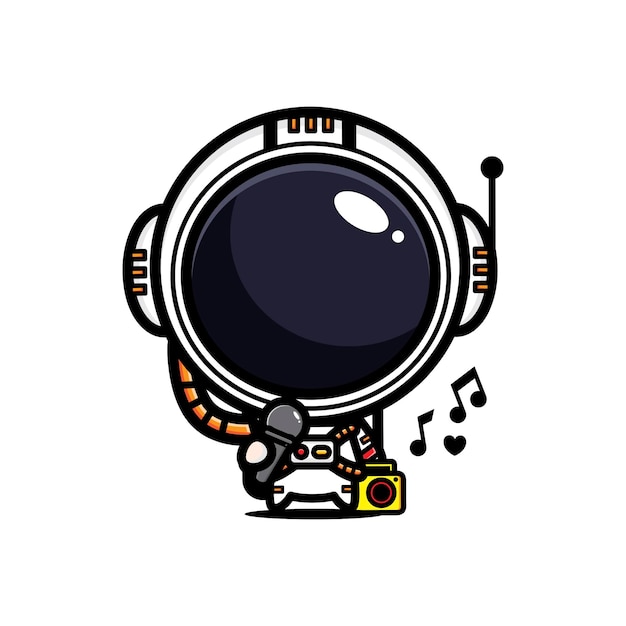 cute astronaut design is singing