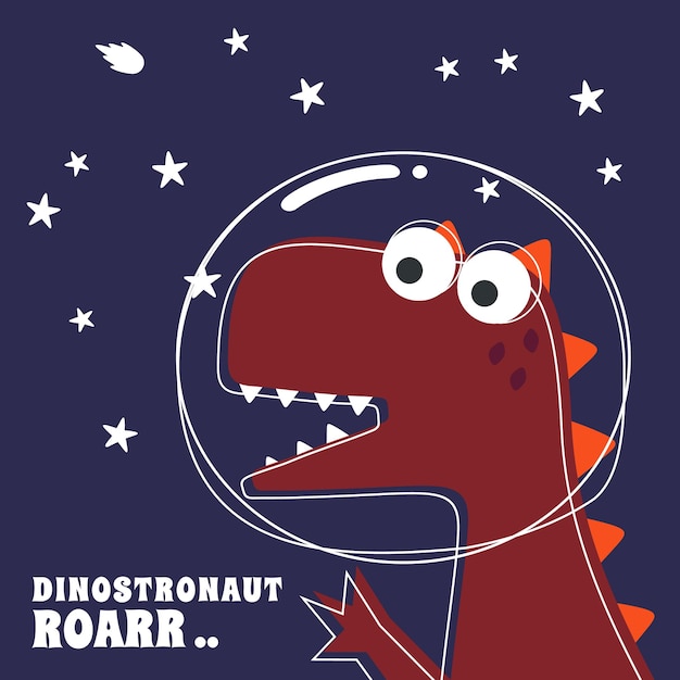 Симпатичный астронавт-динозавр Космическая тема с принтом на футболке для детей