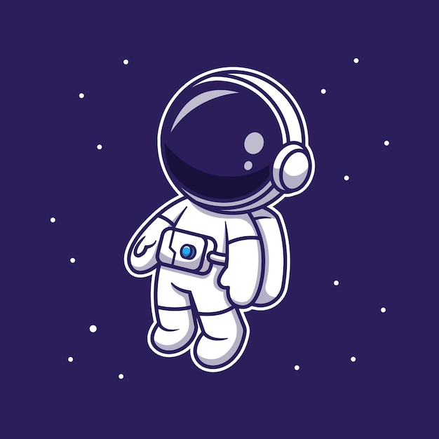 Vector cute astronaut floating in space, cartoon character