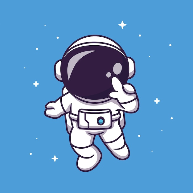 Vector cute astronaut flying in space cartoon vector icon illustration