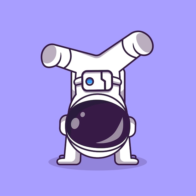 Cute astronaut hand stand cartoon vector icon illustration science technology icon concept isolated