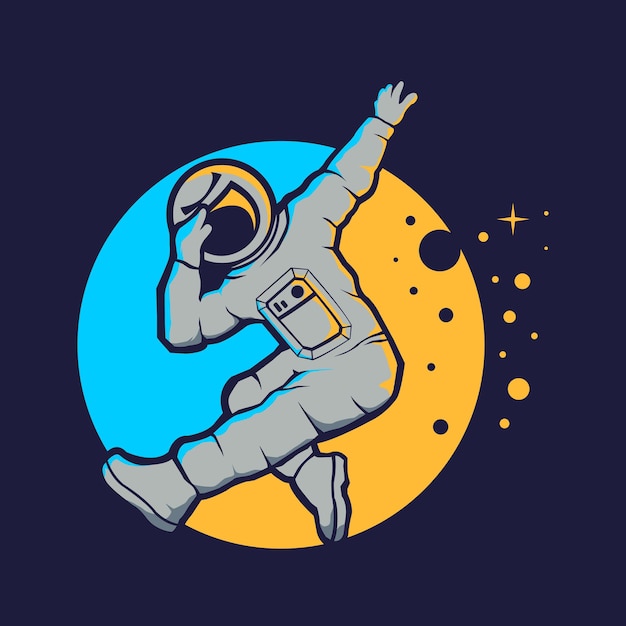 Симпатичный космонавт в стиле хип-хоп, изолированный на синем