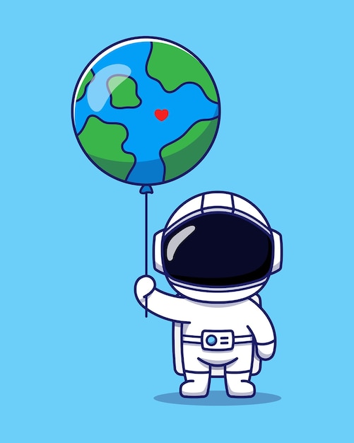 Simpatico astronauta che tiene il palloncino del pianeta terra