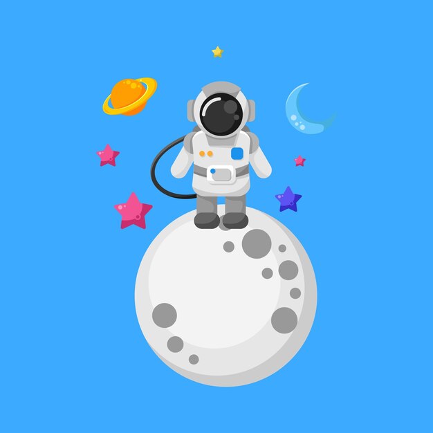 かわいい宇宙飛行士イラスト ベクター デザイン