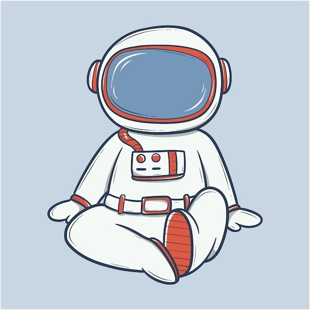 ベクトル スペーススーツを着た可愛い宇宙飛行士がリラックスしている