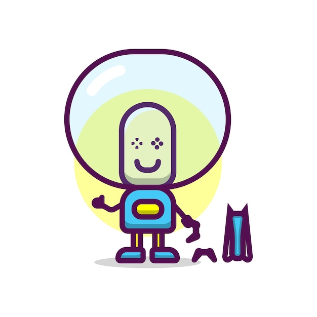 Cute astronaut playing game console cartoon illustration