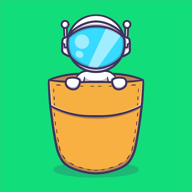 Cute astronaut in pocket cartoon vector icon illustration