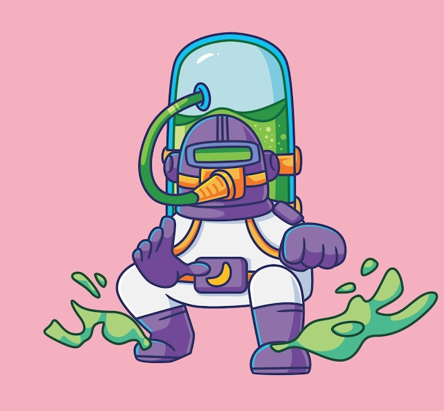 Cute astronaut pose Isolated cartoon person illustration Flat Style vector