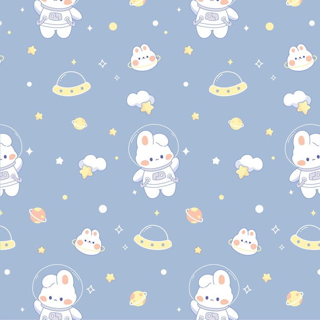 Cute astronaut rabbit seamless pattern for baby pattern wallpaper