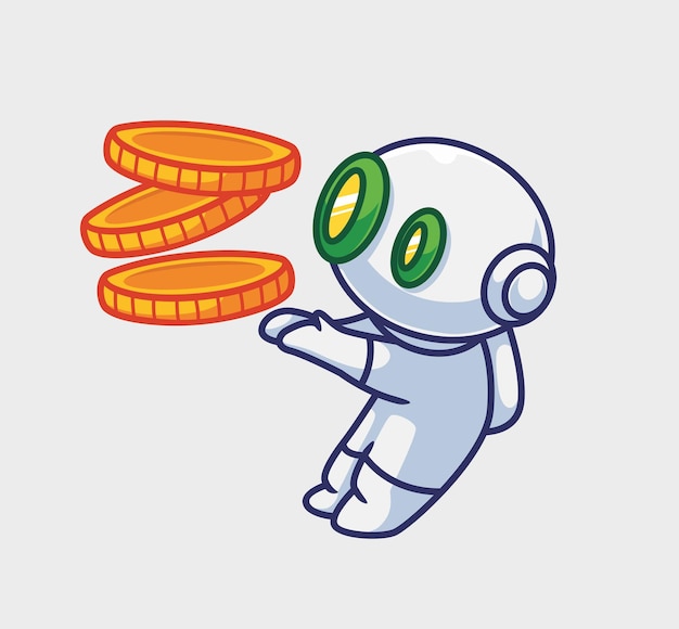 Cute astronaut robot get earning from his job Isolated cartoon person illustration Flat Style suitable for Sticker Icon Design Premium Logo vector