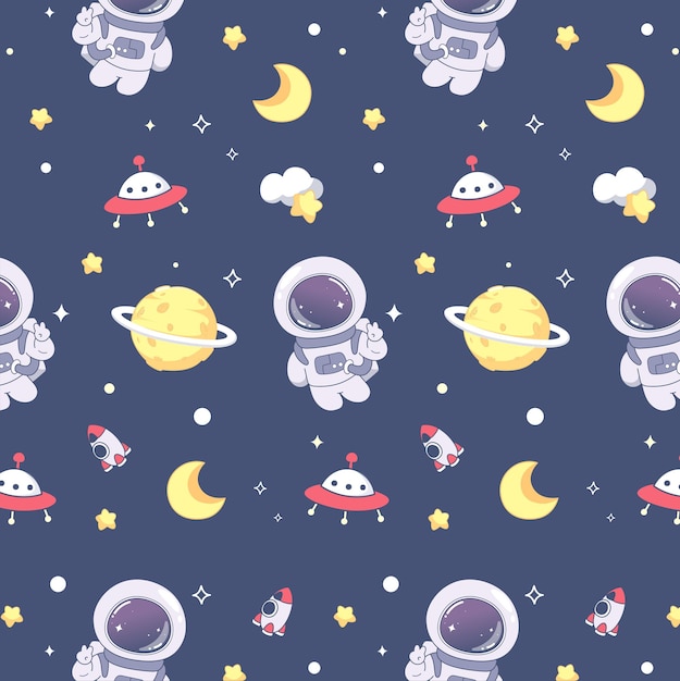 Vector cute astronaut seamless pattern for baby pattern wallpaper