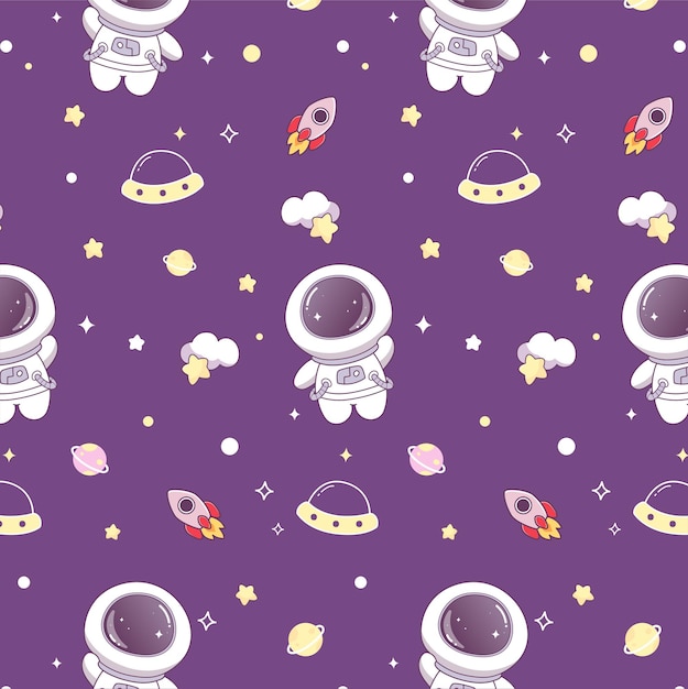 Vector cute astronaut seamless pattern for baby pattern wallpaper