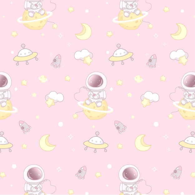 Cute astronaut seamless pattern for baby pattern wallpaper