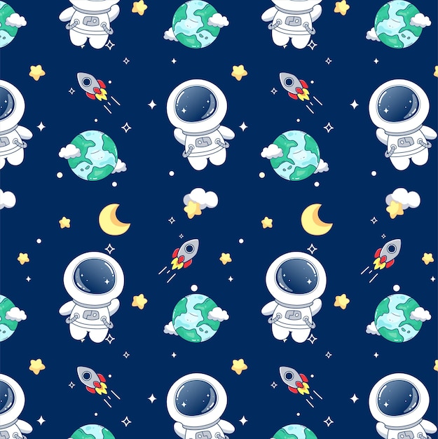 Cute astronaut seamless pattern for baby pattern wallpaper