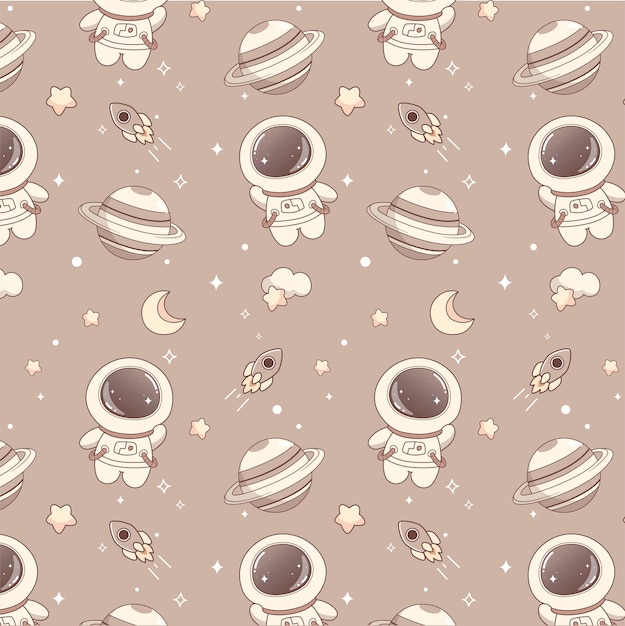 Cute astronaut seamless pattern for baby pattern wallpaper