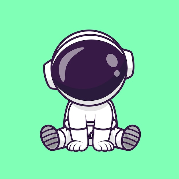 かわいい宇宙飛行士に座って漫画のベクトルのアイコンの図 科学技術のアイコンの概念が分離されました