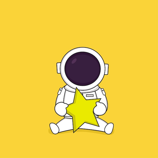 cute astronaut sitting holting the star