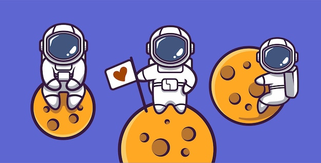 Vector cute astronaut in space mascot design illustration