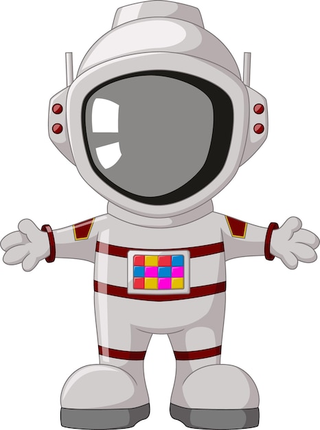 Carino astronauta in una tuta spaziale su sfondo bianco