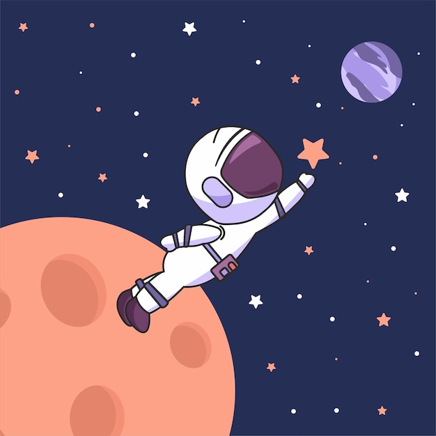 Cute astronaut in the starry space