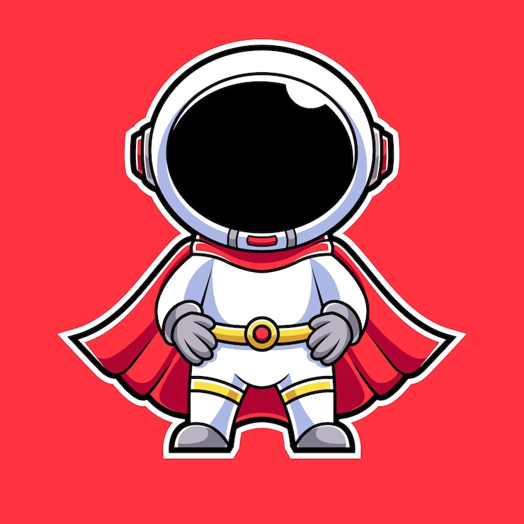 Vector 可愛い宇宙飛行士スーパーヒーロー 漫画イラスト