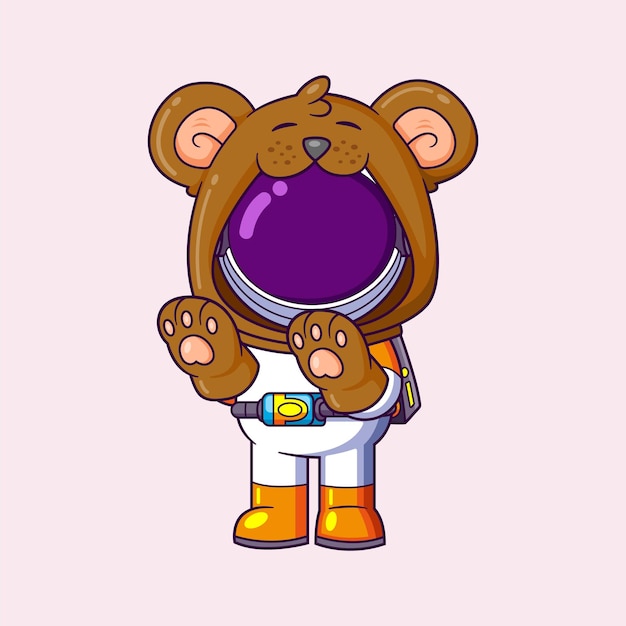 Vector cute astronaut wearing bear costume