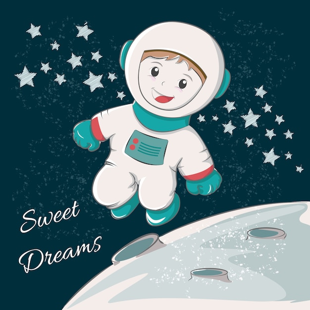 Cute astronaut wishing sweet dreams