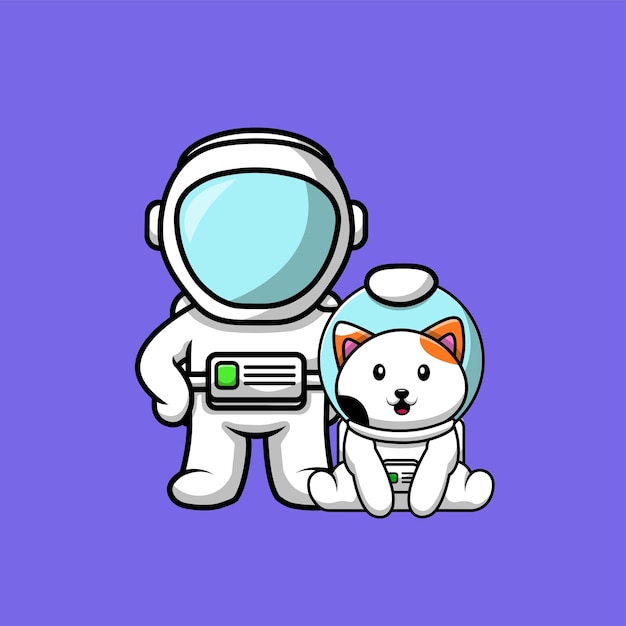 Cute Astronaut With Cat Cartoon Vector Icon Illustration