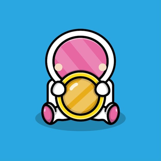 Cute astronaut with coins illustration