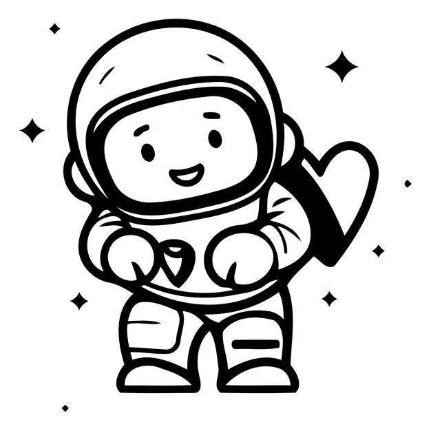 Vector cute astronaut with heart cute vector illustration in cartoon style