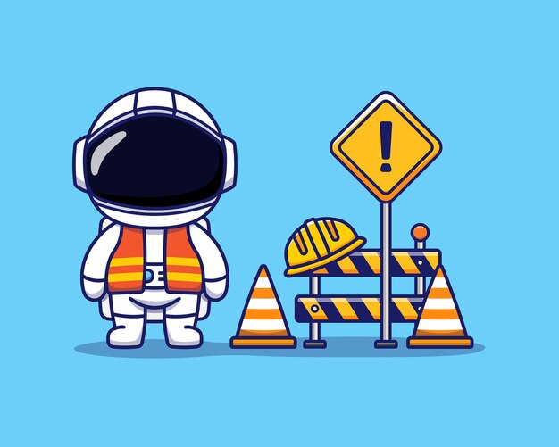 Cute astronaut works as a construction worker