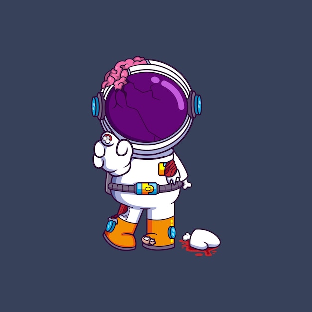 cute astronaut zombie cartoon character