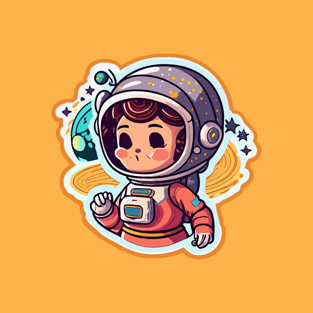 Vector cute astronauts sticker for kids and useable for tshirt