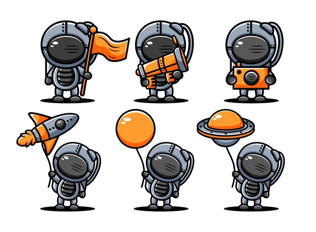 Cute astronout characters set